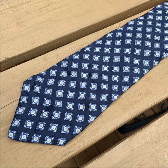 Stefano Ricci Blue 100% Silk‎ Geo Men's Neck Tie - Picture 1 of 5